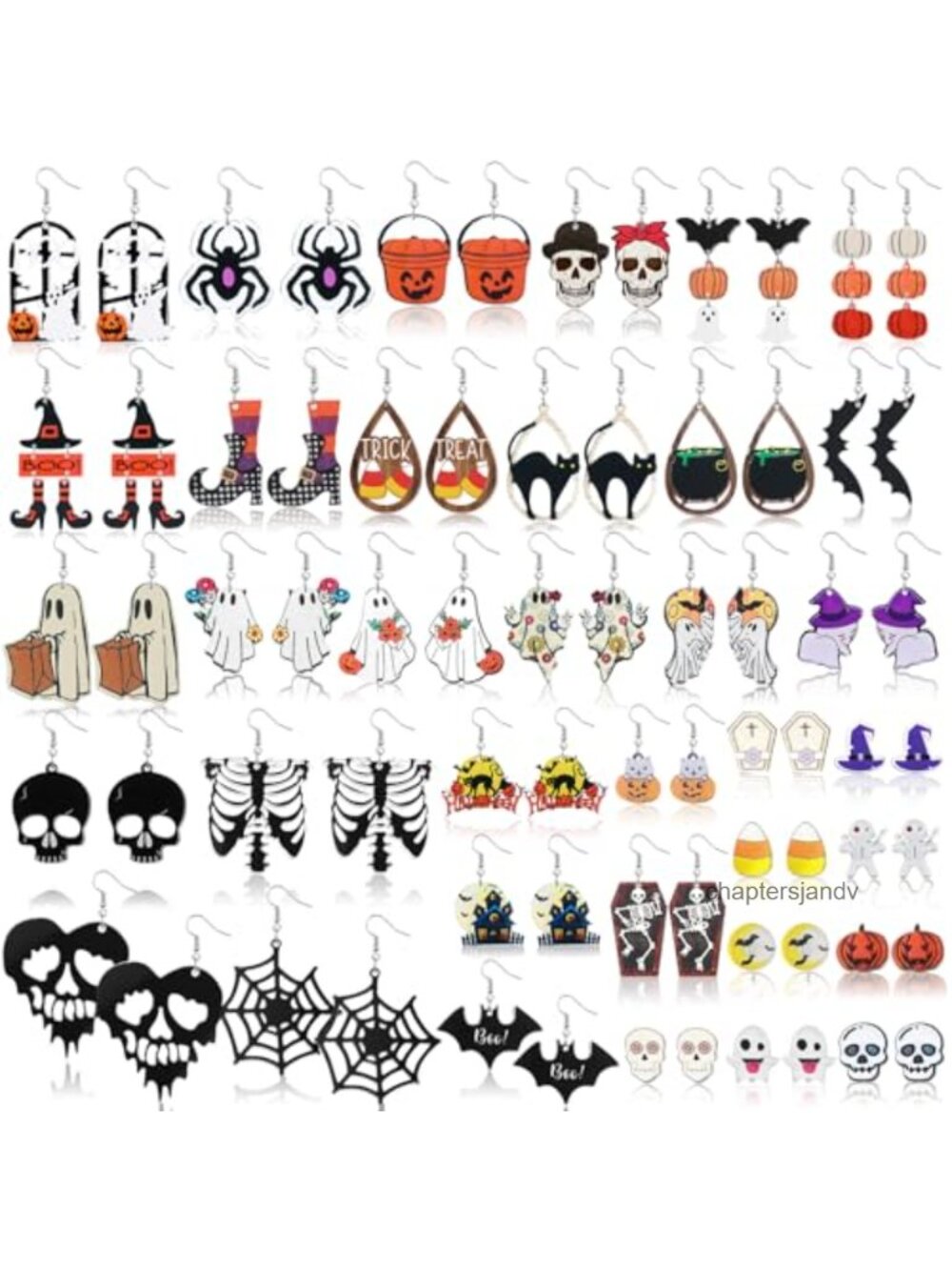 Halloween Acrylic Dangle Earrings Set 36 Pairs Lightweight Festive Party Gift